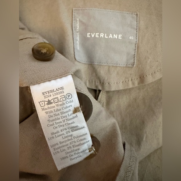 EVERLANE Blazer Mens 40 Single Breasted Linen Blend Sports Coat Beige Khaki EUC - Picture 11 of 15